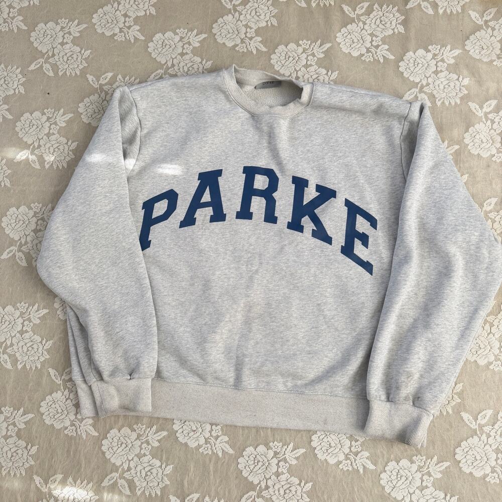 Parke Classic Grey + Navy Varsity Crewneck L/XL